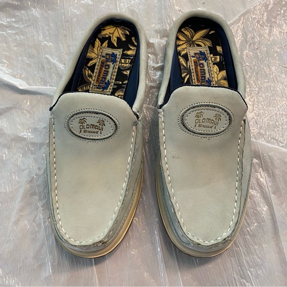 Old Maui brand blue leather slip on mules SZ 6.5 M - Picture 12 of 16